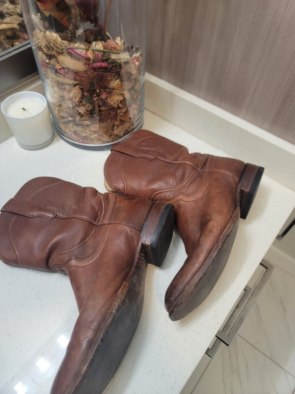 Tecovas The Earl Roper Bourbon Calfskin Leather Cowboy Boots Sz 10.5 D Men Brown - Picture 11 of 15